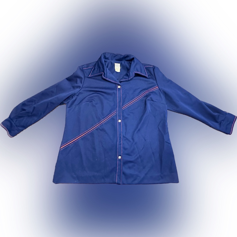 VTG 60s/70s Women’s/Unisex Blue/Red Stripe Button-Up Shirt/Overshirt London Lass